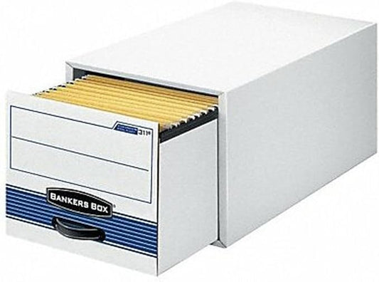 Bankers Box 00311 Stor/drawer Steel Plus Storage Box, Letter, White/blue, 6/carton by BankersBox
