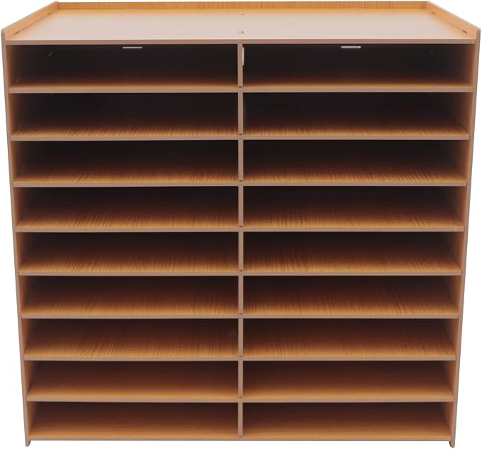 Desktop Organizer, Vertical Desktop Sorter, Literature Organizer Sorter Paper Organizer Storage File Sorter Mail Center Magazine Holder, Classroom Mailbox Paper Storage (18 Compartment-Brown), Blue by Upyouths