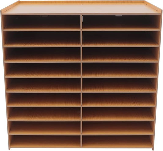 Desktop Organizer, Vertical Desktop Sorter, Literature Organizer Sorter Paper Organizer Storage File Sorter Mail Center Magazine Holder, Classroom Mailbox Paper Storage (18 Compartment-Brown), Blue by Upyouths