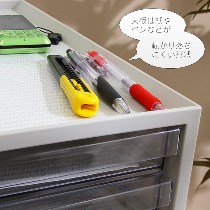 Iris Ohyama LCE-14S Ultra Shallow Type 14 Tiers A4 Letter Case, Stackable Up to 3 Tiers, Index Stickers, Drawer, Office Storage, Desk, Document Case, Storage Case, Envelopes, Clear, Storage, Tabletop, - Image 4