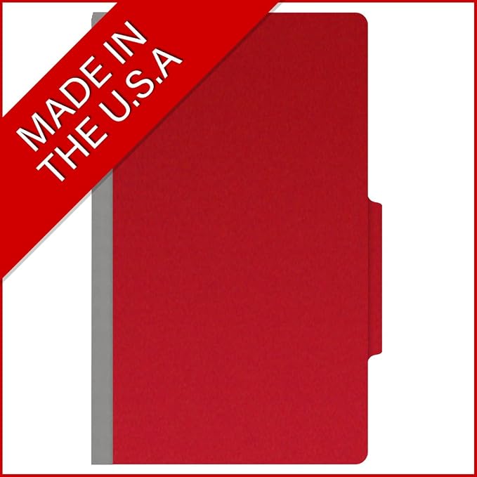 25 Pt. Pressboard Classification Folders, 2/5 Cut ROC Top Tab, Legal Size, 1 Divider, Deep Red (Box of 10) - Image 5