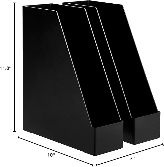 Amazon Basics Plastic Desk Organizer Vertical Magazine Rack and File Holder, Black, 12-Pack - Image 5