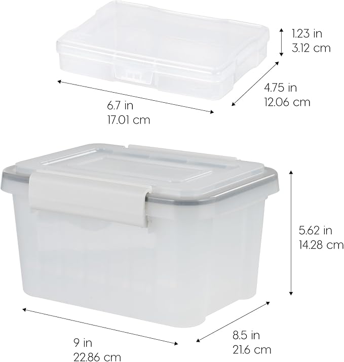 IRIS USA Photo Storage Box |Made in USA| 7 Cases - (2-Pack) - Clear | Fits 4" x 6" Pictures / Built-In Handle / Organizing Containers for Tasks, Stickers, Ephemera & Flashcards / WeatherPro - Image 2