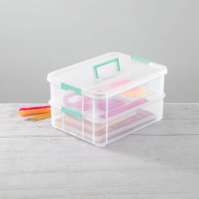 STERILITE Convenient Home 2-Tier Layer Stack Carry Storage Box, Clear 12-Pack 12 X 1 - Image 9