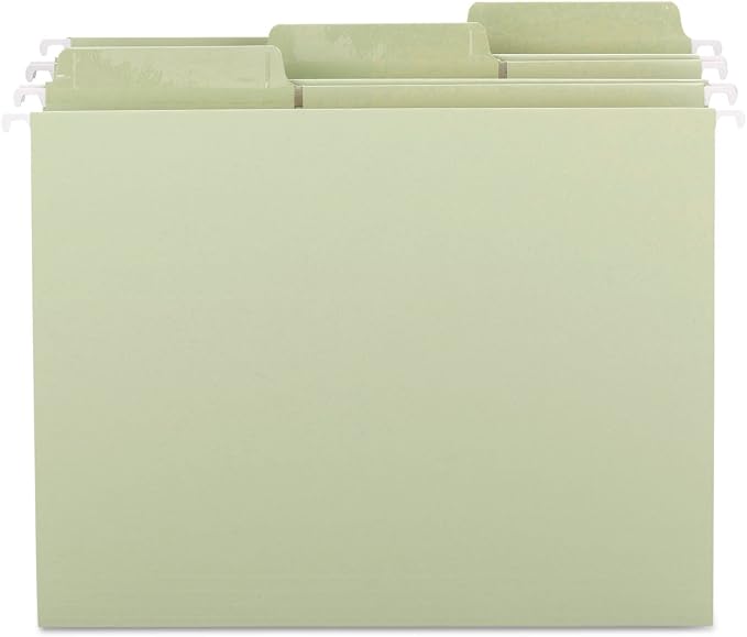 Smead 64032 Erasable Fastab Hanging Folders, 1/3-Cut, Letter, 11 Point Stock, Moss, 20/box - Image 2
