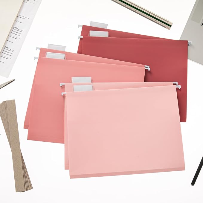 Y YOMA Letter Size - 24 Pack Extra Capacity Hanging File Folders Accordion Decorative Reinforced File Folder Cute Colored Expandable Folder for Office Home with 1/5-Cut Adjustable Tabs, Cute Pink - Image 8