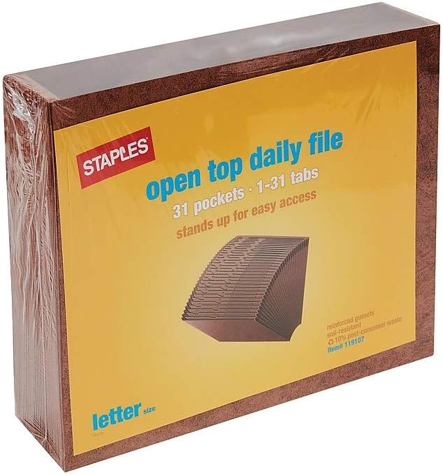 Staples Letha‑Tone Expanding File, 1–31 Numerical Index, Letter Size, Brown Redrope Construction - Image 4