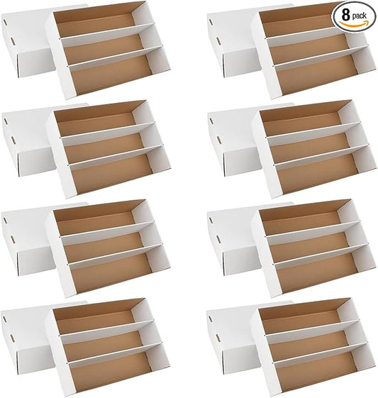 8 Pack Trading Card Storage Box, 2340 Count Card Storage Box White Sports Cards Organizer Box Trading Cards Box for Storing Protecting and Organizing Soccer Basketball Game Cards by HIMOMO