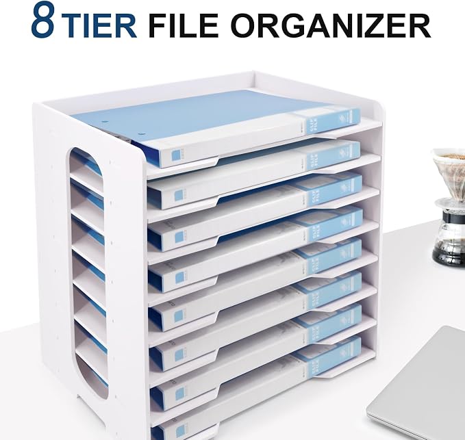 SONGWAY Large File Organizer for Desk - 8 Tier Legal Size Paper Storage Holder, File Sorter, Letter Mail Tray, Desktop Paper Storage Organizer for Home Office School - Image 5