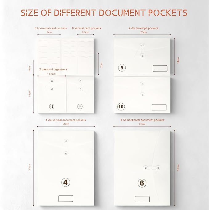 JOYCE Important Document Organizer 14 Expanding Pockets,Brown | Waterproof leather binder with 13 Card Slots for Passports, Birth Certificates, Tax Files and Wills - Image 4