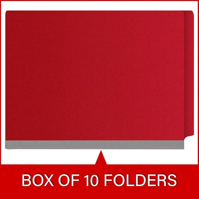 25 Pt. Pressboard Classification Folders, Full Cut End Tab, Letter Size, 2 Dividers, Deep Red (Box of 10) - Image 6