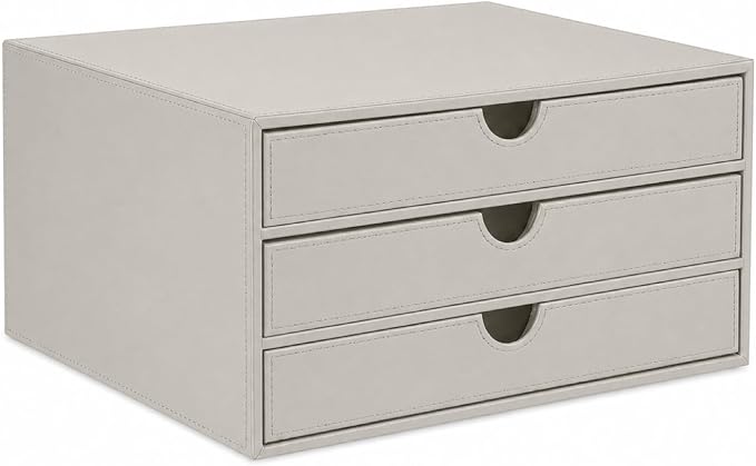 UnionBasic Document Organizer, 3-Drawer File Cabinet Document Storage Box, Office Desktop Filing Organizer, Feather Gray | Document Storage Box, Office Desktop Filing Organizer by UnionBasic
