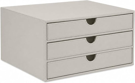UnionBasic Document Organizer, 3-Drawer File Cabinet Document Storage Box, Office Desktop Filing Organizer, Feather Gray | Document Storage Box, Office Desktop Filing Organizer by UnionBasic