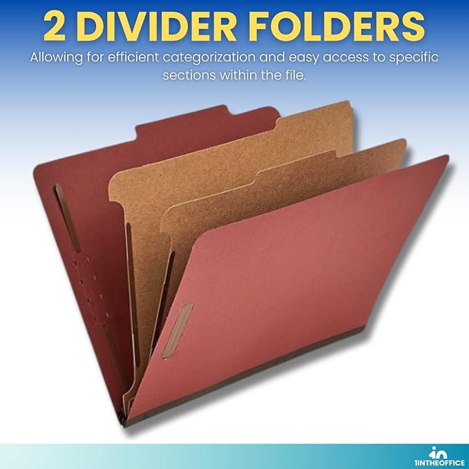 1InTheOffice Classification Folders 2 Dividers Letter Size, Brick Red Pressboard Classification Folders, Letter Size, 2.5 Extension, 20 Pack - Image 3