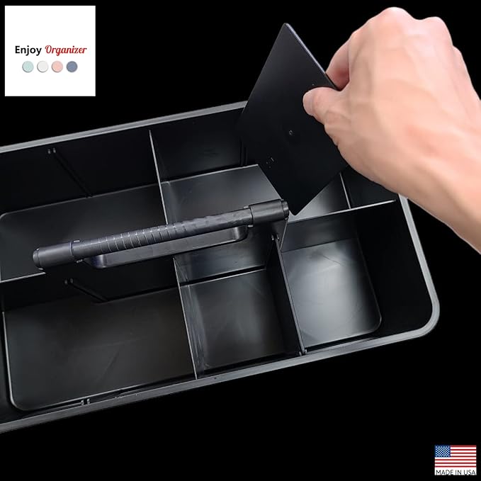 -Extra Large Big Portable Carry Caddy, Cleaning Basket, 8 Compartments Portable Basket with Handle Storage Organizer Stackable Made in USA (2 PACK, Black) - Image 5