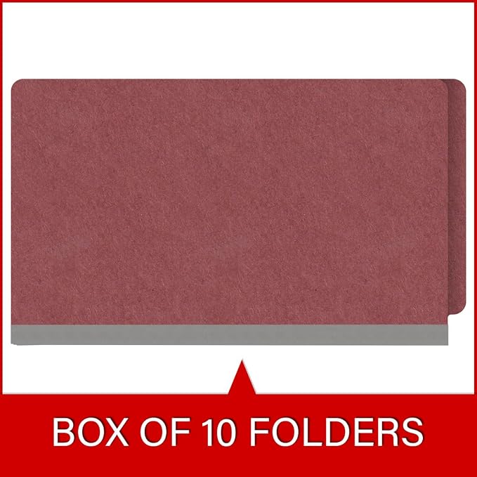 Ecom Folders End Tab Pressboard File Folders | Legal Size 25 Pt Stock with 2" Tyvek Expansion | Full Cut Tabs for Medical Charts, Legal Documents & Office Records | Dark Red, Box of 25 - Image 6