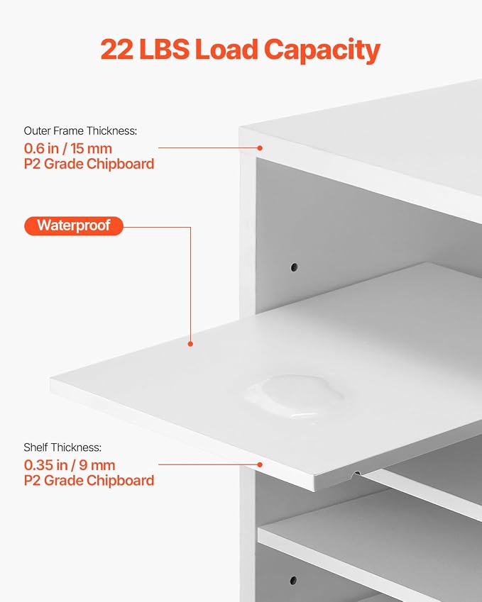 VEVOR Literature Organizer, 24 Compartments Office Mailbox with Adjustable Shelves, Wooden Mailbox Sorter Medium Density Fiberboard Office Home Classroom Storage for Files, Documents, Papers, White - Image 3