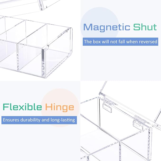 Mooliwe Index Card Holder Clear Acrylic Card Organizer 50 Pcs Divider Sheets for Desk File Note Holders, 4 Compartments Holds 600 Cards(3 x 5 Inch) - Image 3
