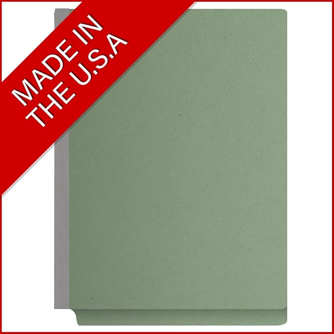 Pressboard Classification Folders, Full Cut End Tab, Letter Size, 1 Divider, Green (Box of 10) - Image 5