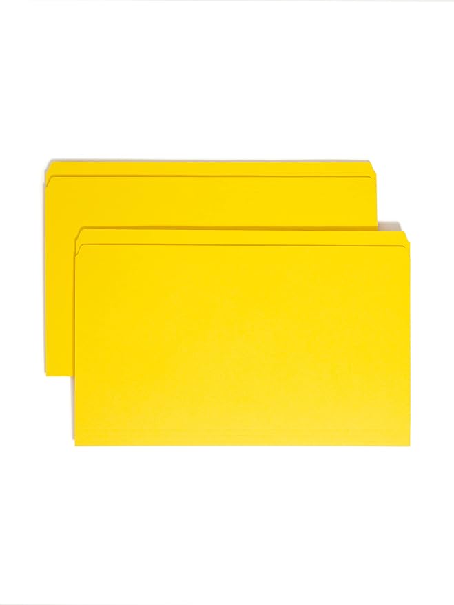 Smead File Folder, Reinforced Straight-Cut Tab, Legal Size, Yellow, 100 per Box (17910) by SMEAD