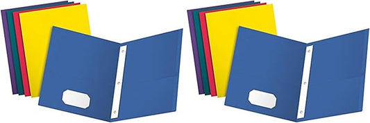 Oxford Twin Pocket Folders with Fasteners, Letter Size, Assorted Colors, 25 per Box (57715) (Pack of 2) by Oxford
