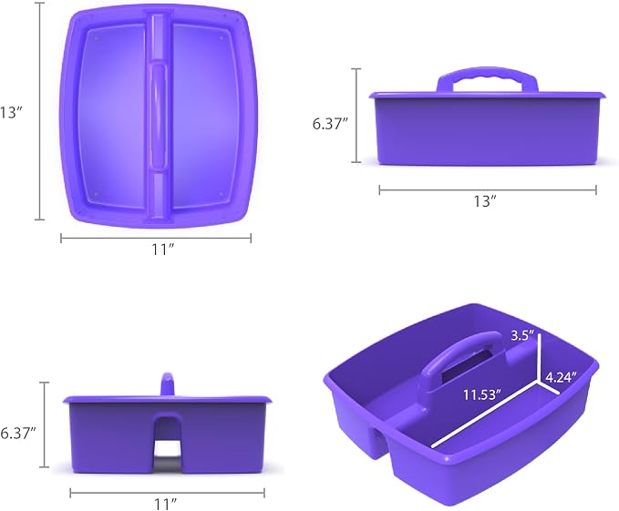 Storex 2-Compartment Large Craft Caddy – Multipurpose Classroom Organizer with Handle, Purple, 6-Pack (00955F06C) - Image 9