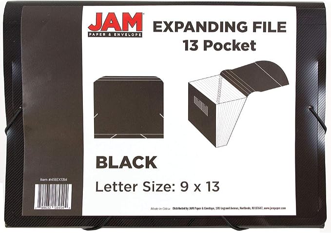 JAM PAPER Accordion Folders - 13 Pocket Plastic Expanding File - Letter Size - 9 x 13 - Black - Sold Individually - Image 3