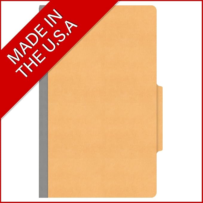 18 pt Heavy Duty Top Tab Color Folders, 2/5 Cut ROC Top Tab, Legal Size, 2 Dividers, Gold (Box of 10) - Image 5
