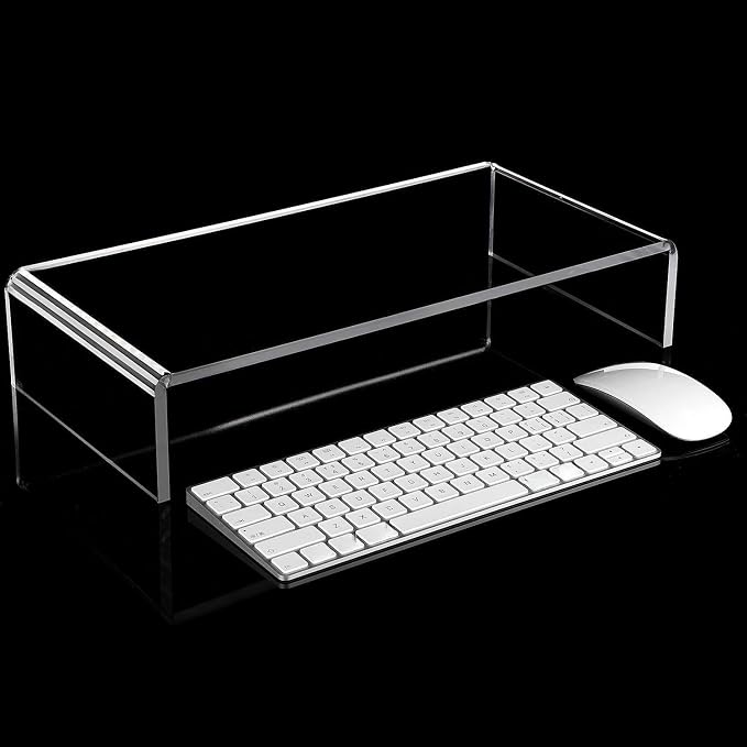 Jetec 2 Pcs Acrylic Monitor Stand Desktop Video Acrylic Monitor Riser Desk Shelf Computer Stand for Laptop TV Computer Screen Desk Organizer Teacher's Day Supplies (Clear, 16 x 8 x 3 Inch) - Image 4