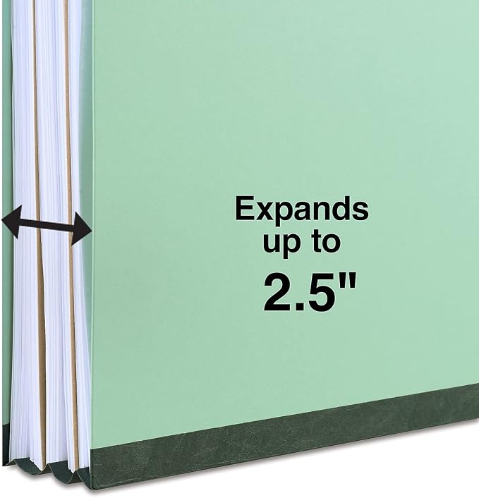 Staples Pressboard Classification Folder, Letter Size, 2 Dividers, 2.5″ Expansion, Light Green, Durable Construction, 40/Carton - Image 4