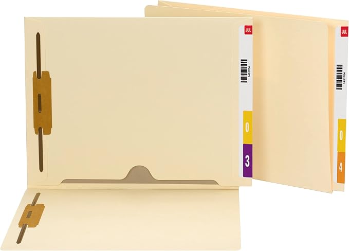 Smead End Tab Fastener File Folder with Full Pocket, 2 Fasteners, Reinforced Straight-Cut Extended Tab, Letter Size, Manila, 50 per Box (34101) | Premium manila stock, 2-prong fasteners, straight-cut extended tab, 3/4-inch expansion, SFI certified, she... by SMEAD