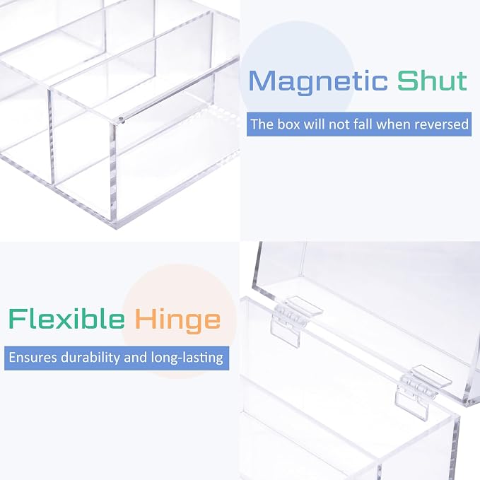 Mooliwe Index Card Holder Clear Acrylic Card Organizer 50 Pcs Divider Sheets for Desk File Note Holders, 4 Compartments Holds 600 Cards(4 x 6 Inch) - Image 4