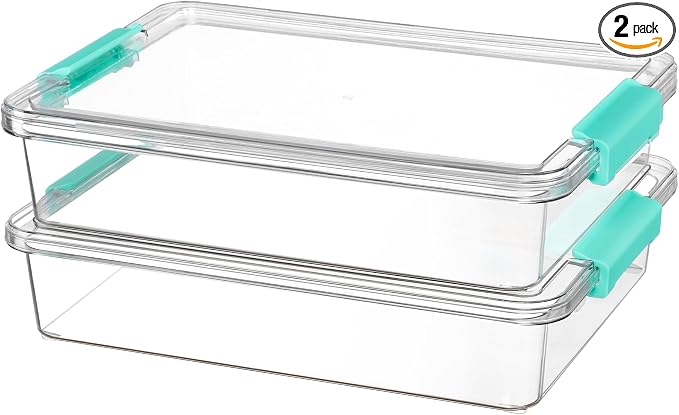 Vtopmart 2 Pack 6 Qt Plastic Storage Bins with Lids, Clear Sensory Bins | Stackable Containers for Organizing School & Office Supplies, Arts & Crafts Organizers and Storage for Home, Craft Room by Vtopmart