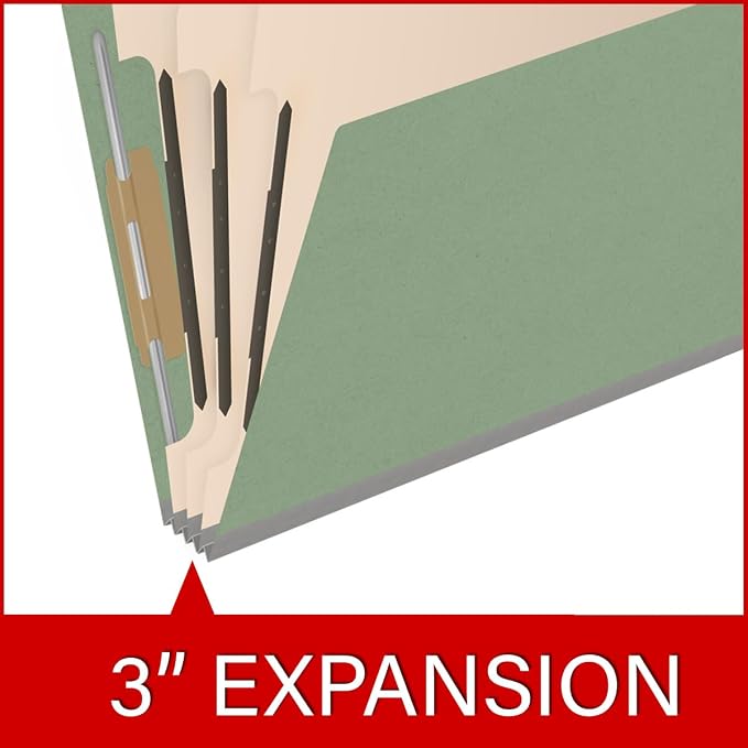 25 Pt. Pressboard Classification Folders, 2/5 Cut ROC Top Tab, Letter Size, 3 Dividers, Green (Box of 10) - Image 7