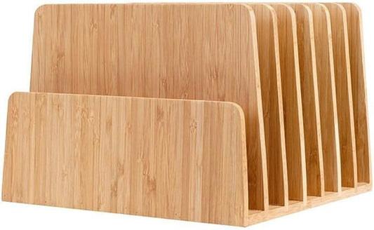 MobileVision Bamboo Desktop File Folder Organizer and Paper Tray, 7 Slots by MobileVision
