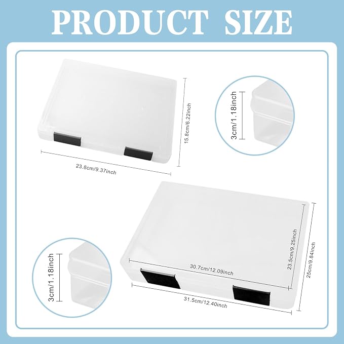 12 Pcs Clear A4 A5 File Box Document Plastic Storage Box with 48 Labels File Holder Organizer Box Paper Plastic Case Magazine Protector with Buckle Office School Supplies(Black) - Image 2