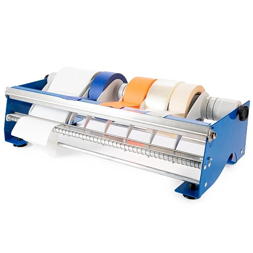 IDL Packaging 18" Manual Label and Tape Dispenser, 2" and Up Core Size, Adjustable Roll Width - Tabletop & Wall-Mounted Multi Roll Holder - Industrial Grade Steel Construction by IDLPackaging