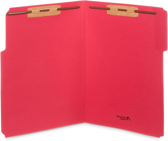 Blue Summit Supplies 50 Assorted Fastener File Folders, Letter, 2 Prong | Assorted colors, durable 11pt paper, letter size, 1/3 cut tabs, bonded 2 prong fasteners, medical and office files - Image 7
