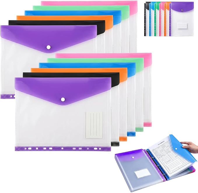 11-Hole Expanding File Pockets Assorted Colors, Folder for Binder to Help Organize Documents, Receipts, Notes and Paperwork While Keeping Files Neatly Separated，12PCS-A by Unknown