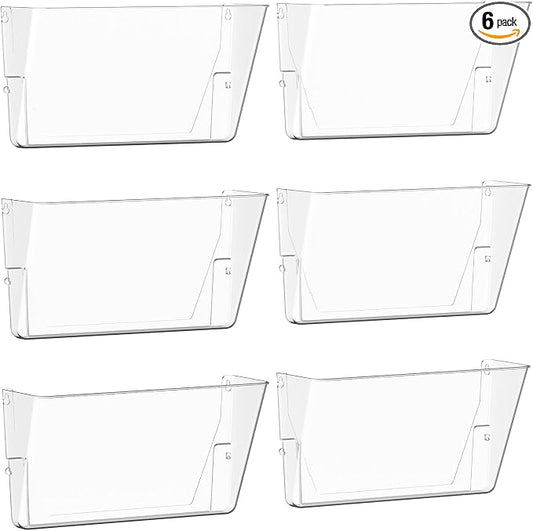 Gawerk Clear Acrylic Single Pocket, Plastic Hanging Wall Mount File Holder for Office Home (Clear, 6 Pack) by Gawerk