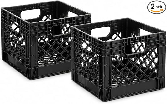 16-Quart Plastic Storage Crate with Handles, File Crate,Black(2 Pack) | Groups groceries, books, clothing, sports gear, and household supplies in a stackable 16-quart plastic crate. by Unknown