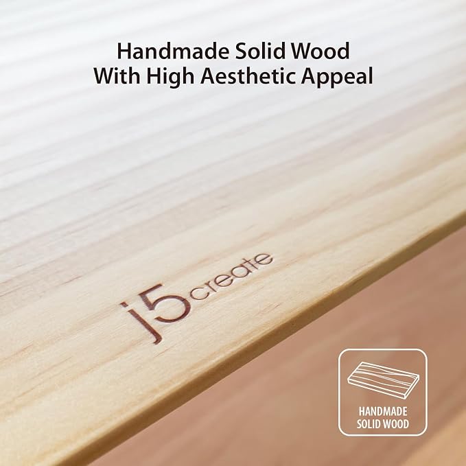 j5create Premium Monitor Stand, Made with Elegant Wood and Sleek Aluminum | Display / TV / Screen / Printer / Laptop Riser, Max Load 88 lbs/ 40 kg (JCT125) - Image 3
