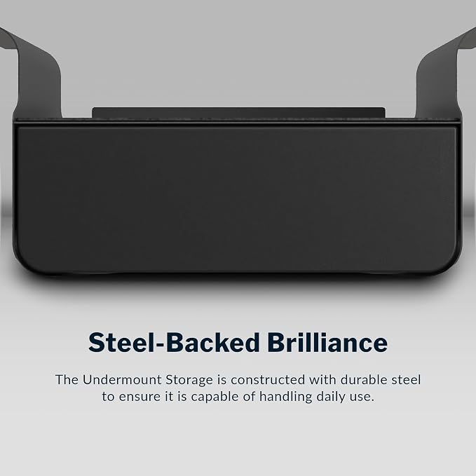 Vari Steel Under Desk Storage Organizer with Drawer - Slim Hanging File Storage Shelf and Stationary Tray - Easy Assembly - Home Office VariDesk Accessory - Black, 13.39" x1 9.29" x 9.45" - Image 6