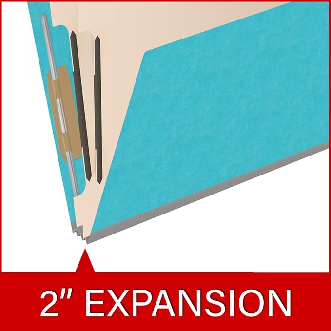Heavy Duty End Tab Color Folders, 2/5 Cut ROC Top Tab, Letter Size, 2 Divider, Light Blue (Box of 10) - Image 7