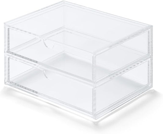 Muji Acrylic Stackable 2-Drawer Storage Case, Small,17.5 cm Width x 13 cm Depth x 9.5 cm Height by MUJI