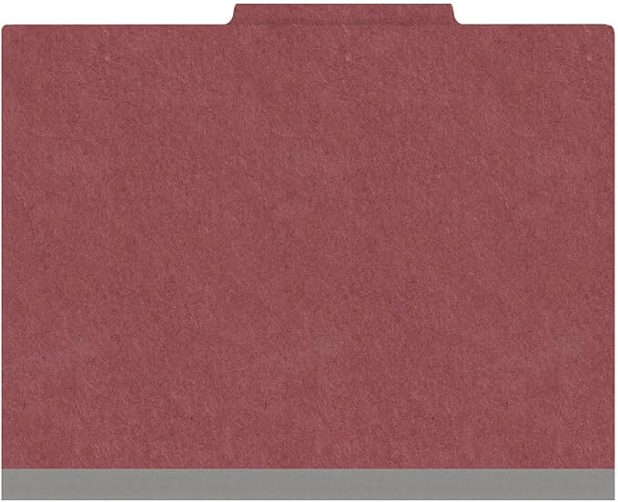 25 Pt. Pressboard Classification Folders, 2/5 Cut ROC Top Tab, Letter Size, 3 Dividers, Dark Red (Box of 10) - Image 3
