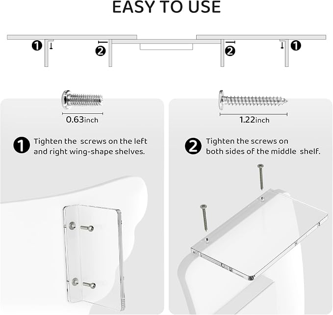 AFOOYO Dual Monitor Stand Riser, Wing-Shaped Sturdy Desktop Wood Stand for 2 Monitors, White Riser for Laptop, PC, Computer - Image 7