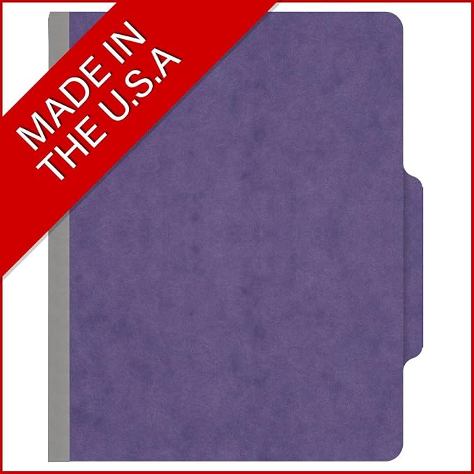 25 Pt. Pressboard Classification Folders, 2/5 Cut ROC Top Tab, Letter Size, No Dividers, Purple (Box of 25) - Image 5
