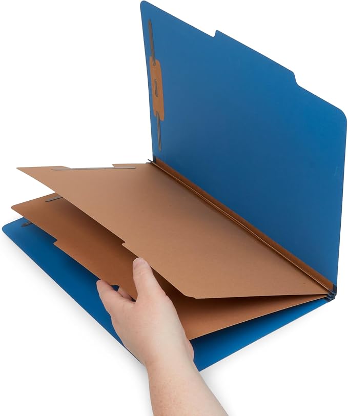 Blue Summit Supplies 10 Classification Folders, Legal 2 Divider, Dark Blue | Heavy-duty, 2 in expansion, 2 prong fasteners, 2 dividers, 6 sections, for medical, legal, and personnel files - Image 6
