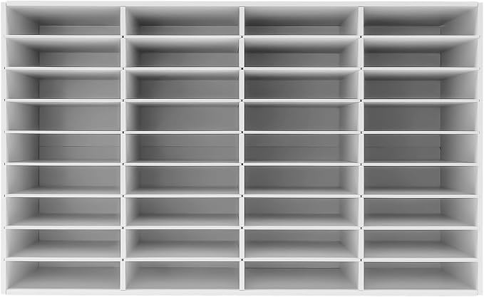 36 Compartment Literature Organizer Desktop File Holder White PVC Office | 176 Lbs Heavy Duty Load, Removable Adjustable Dividers, Felt Anti-slip Pads, Smooth Easy-clean Surface, Safe Rounded Edges by SHZICMY